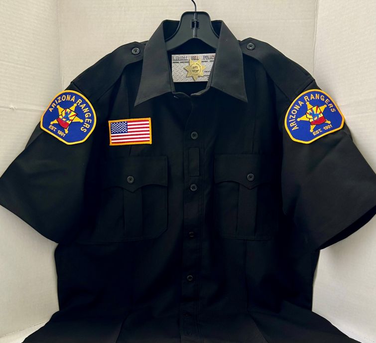 ARIZONA RANGER SHORT SLEEVE DUTY SHIRT WITH ZIPPER & UNDER ARM VENTILATION - BLACK.